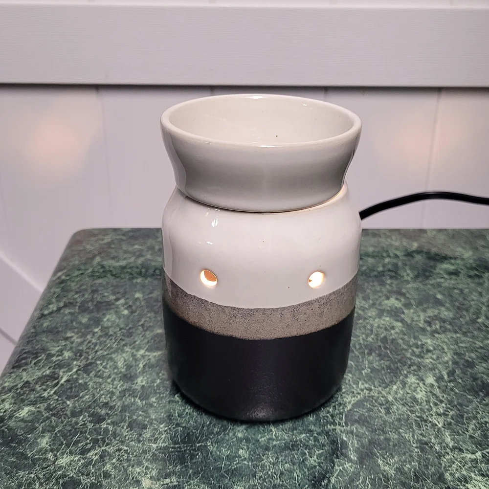 Modern Dark Brown and White Ceramic Wax Melt Holder